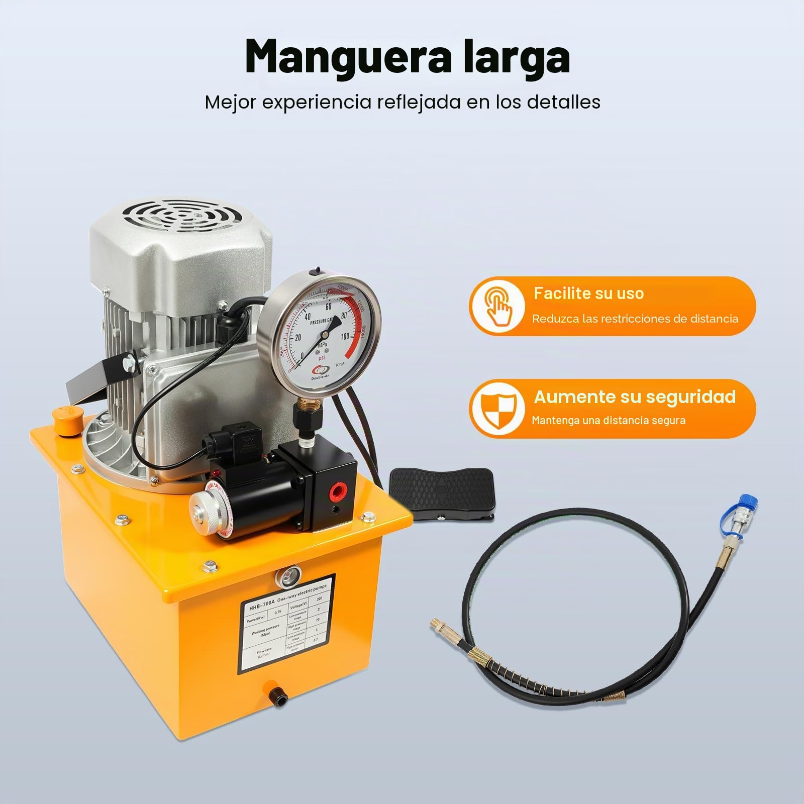 Bomba hidráulica eléctrica con depósito de combustible de 7 L, 750 W 220 V, unidad hidráulica electrohidráulica, bomba electrohidráulica, válvula magnética de 2 – 70 Mpa, bomba de fuerza hidráulica