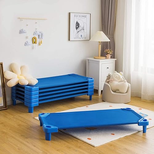 Miniatura 6 de Fireflowery - Cunas para niños pequeños para dormir, cama apilable, muebles de guardería con esquinas de fácil elevación, ideal para aula