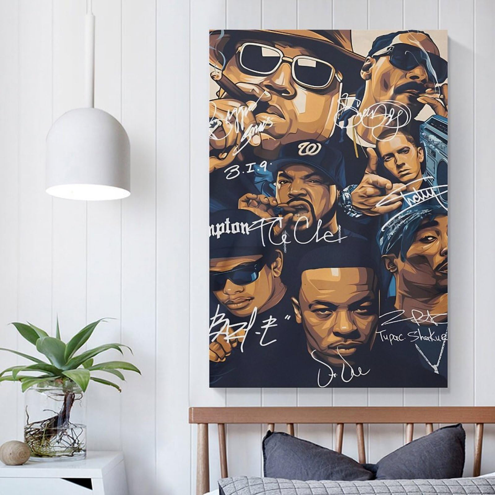 Poster artistico su tela, motivo: cantante rap, hip hop, tutte le stelle, decorazione da parete, poster decorativo moderno, 60 x 90 cm