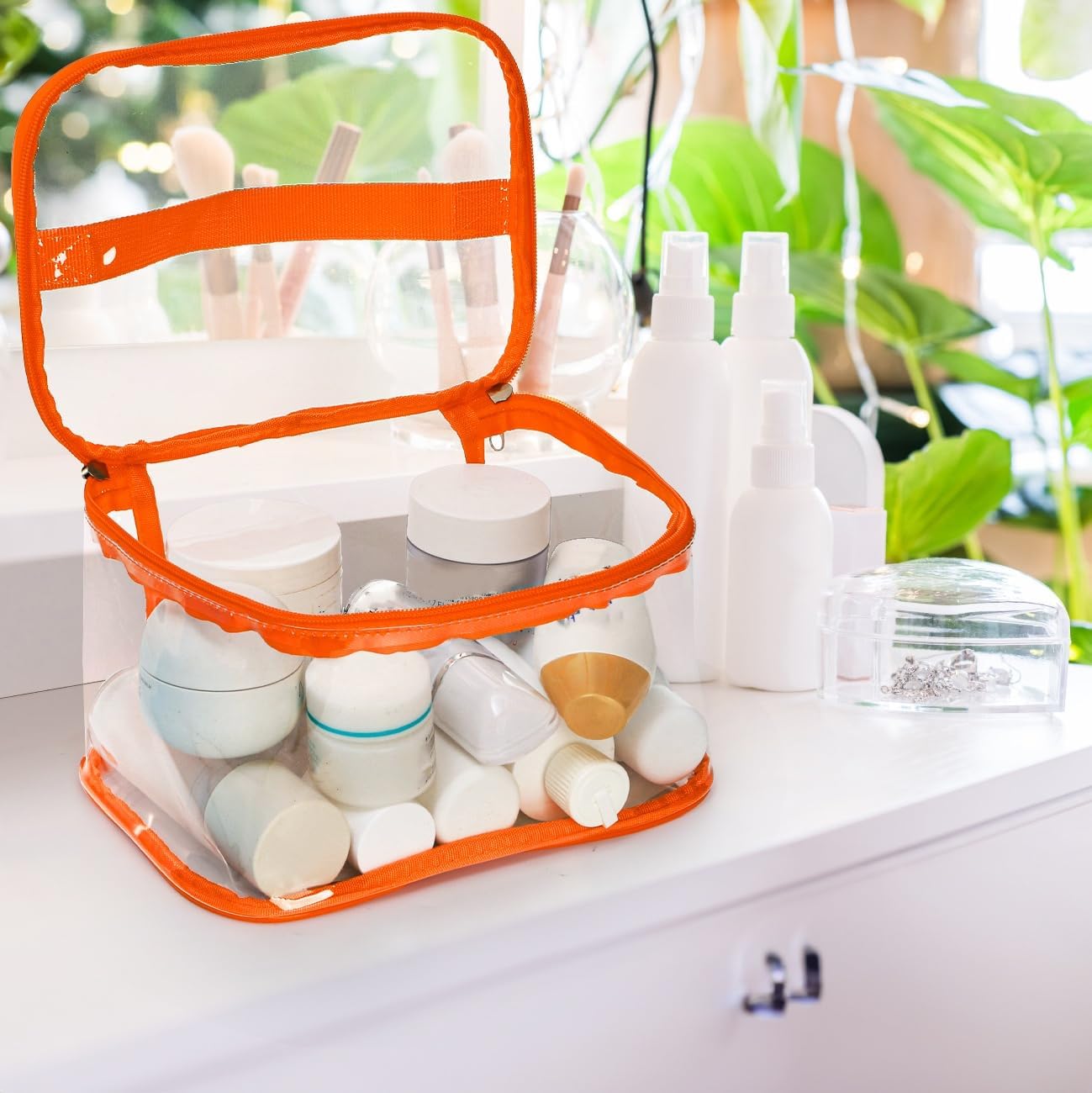 6 Pack Clear Toy Storage Bags, 9.4''L x 6.5''W x 5''H Waterproof PVC Toy Organizing Bags with Zipper, Transparent Board Game Storage Cosmetic Toiletry Travel Tote Pouch for Building Blocks