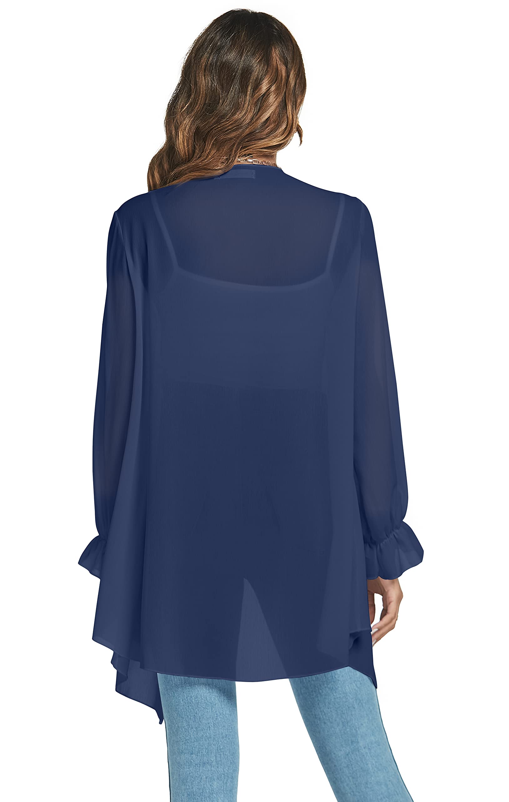 Cardigan Donna Lungo Kimono Leggero Elegante Boho Copricostume Mare Maniche Lunghe Casual Cardigan