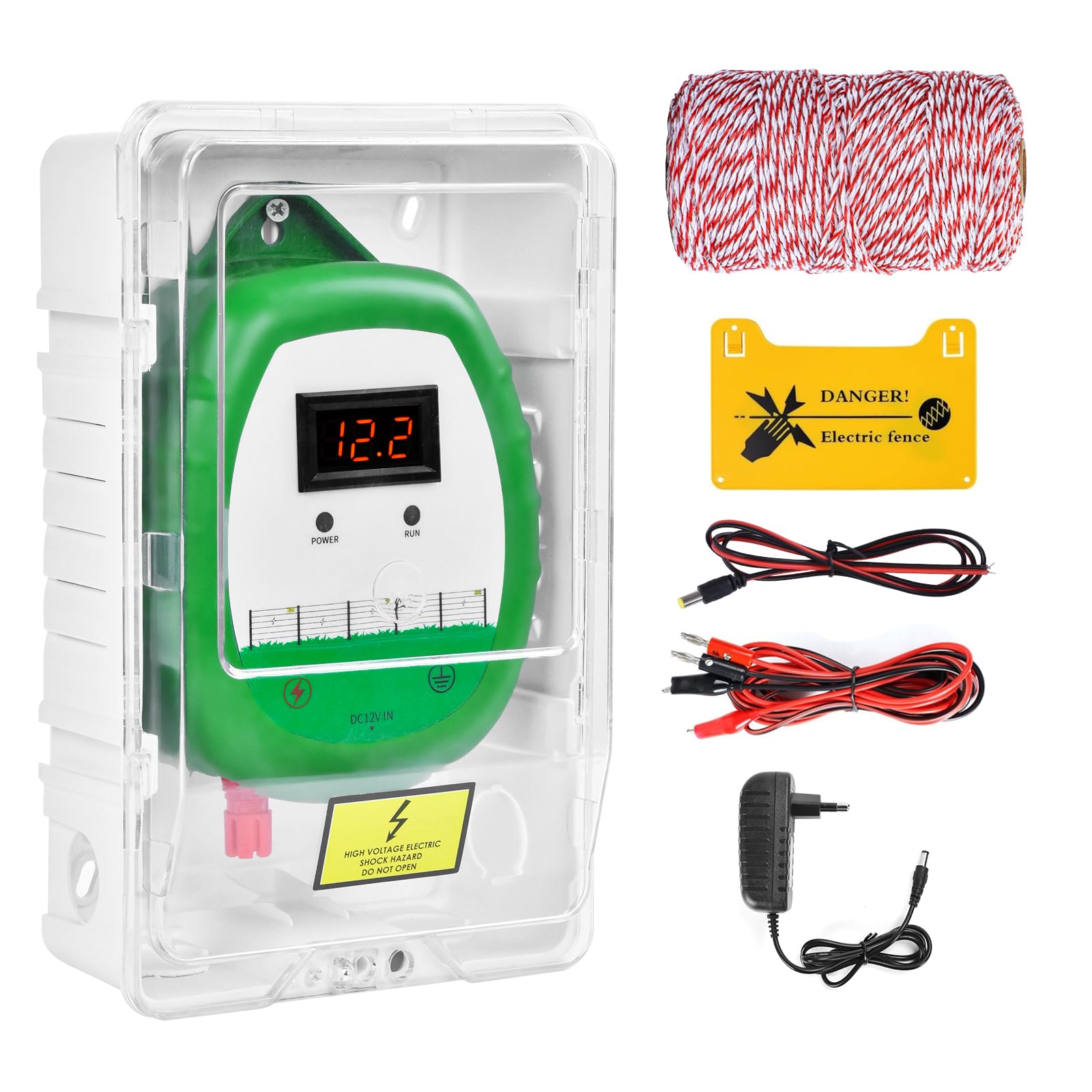 10KM Pastor Electrico, cerca eléctrica Controlador de pulso de alto voltaje seguro Granja de animales Cerca eléctrica Pastor Granja de animales Pastor eléctrico