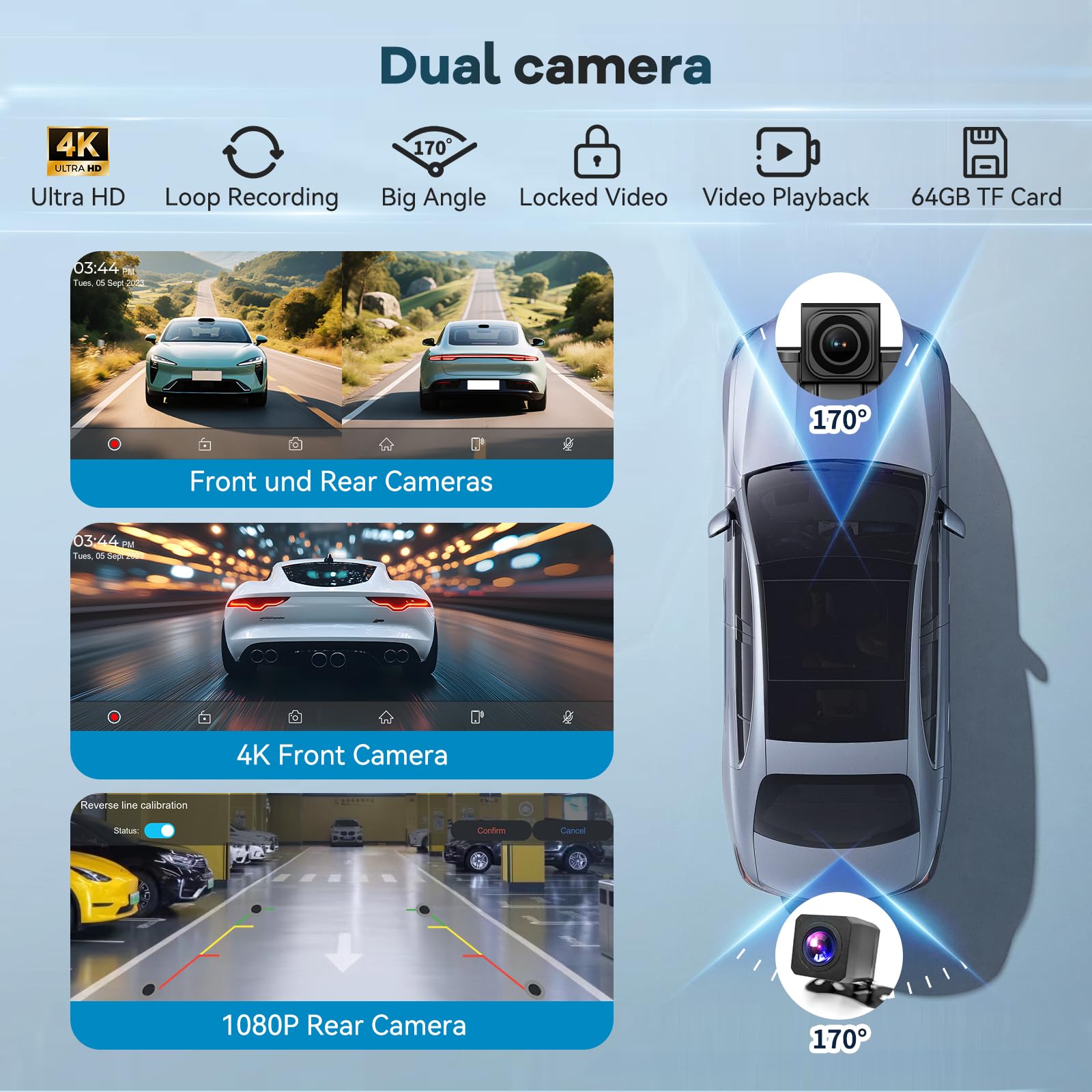 2026 Neuestes 10,26 Zoll Carplay Display & Android Auto Display: Buddy Display mit GPS Navigation 4K Dashcam Rückfahrkamera Bluetooth 5.2 Siri Sprachsteuerung IPS Touchscreen Mirror Link AUX FM 64G TF