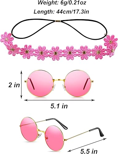 Miniatura 6 de 70s Hippie Costume Women, 5 Pcs 60s 70s Outfits Fringe Vest Hippie Accessories Halloween