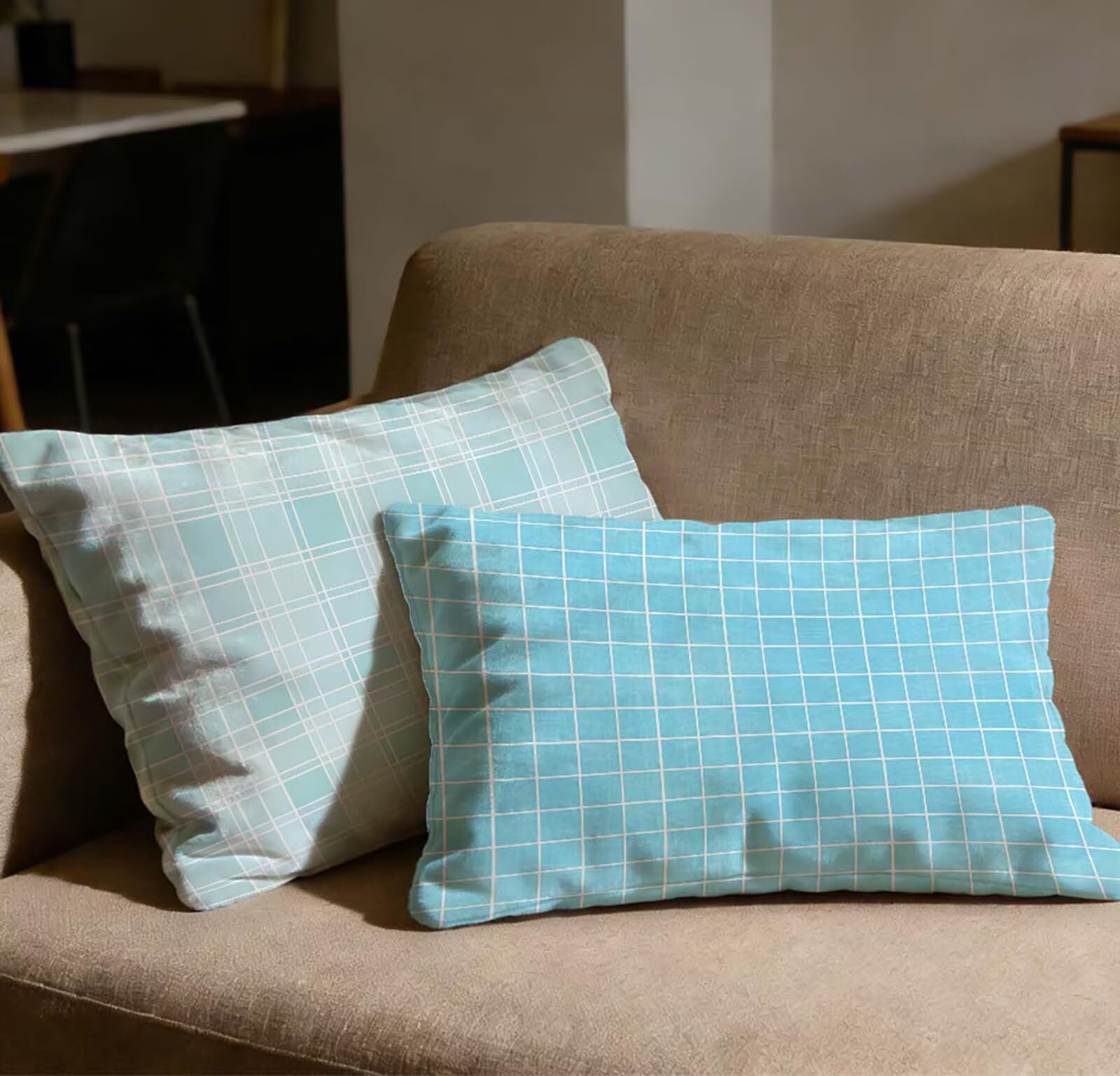 Taie d'oreiller 50x70 bleu velours lot de 2 pour décoration de chambre et canapé