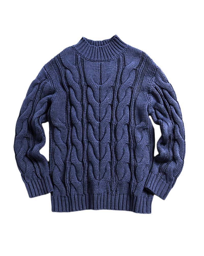 Runcati Maglione da uomo lavorato a maglia a maglia a maniche lunghe a costine a collo alto invernale maglieria spessa