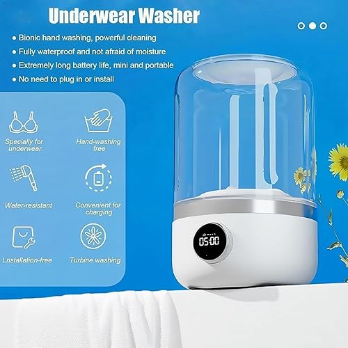 Miniatura 5 de Lavadora portátil, mini lavadoras inalámbricas, lavadora de ropa interior de 1.2 L, taza de lavandería portátil para el hogar, apartamento,