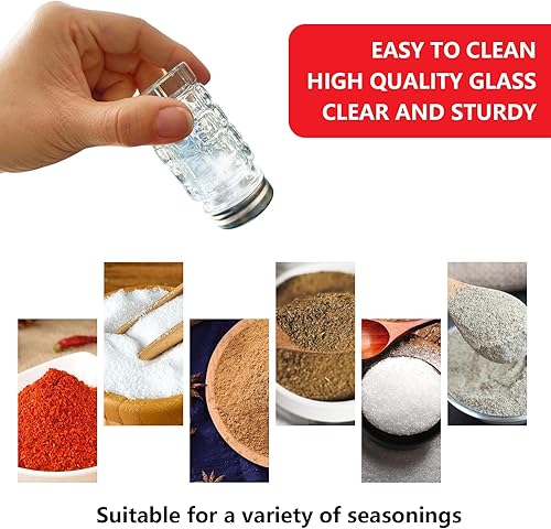 Miniatura 4 de Juego de 2 saleros y pimenteros retro de 1.5 onzas, estilo retro, de cristal transparente, para cocinas o restaurantes del hogar, 1.5 fl oz (2)