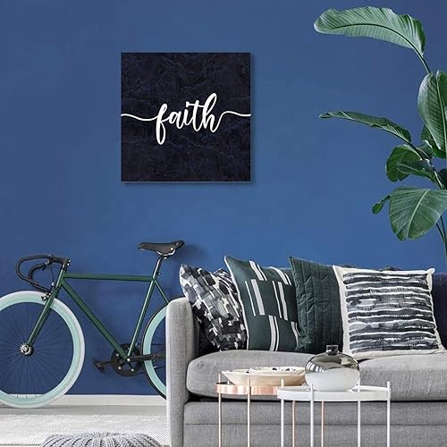 Miniatura 7 de COCOKEN Lienzo impreso con texto en inglés "Faith" para pared, citas motivacionales, obras de arte para sala de estar, dormitorio, porche,