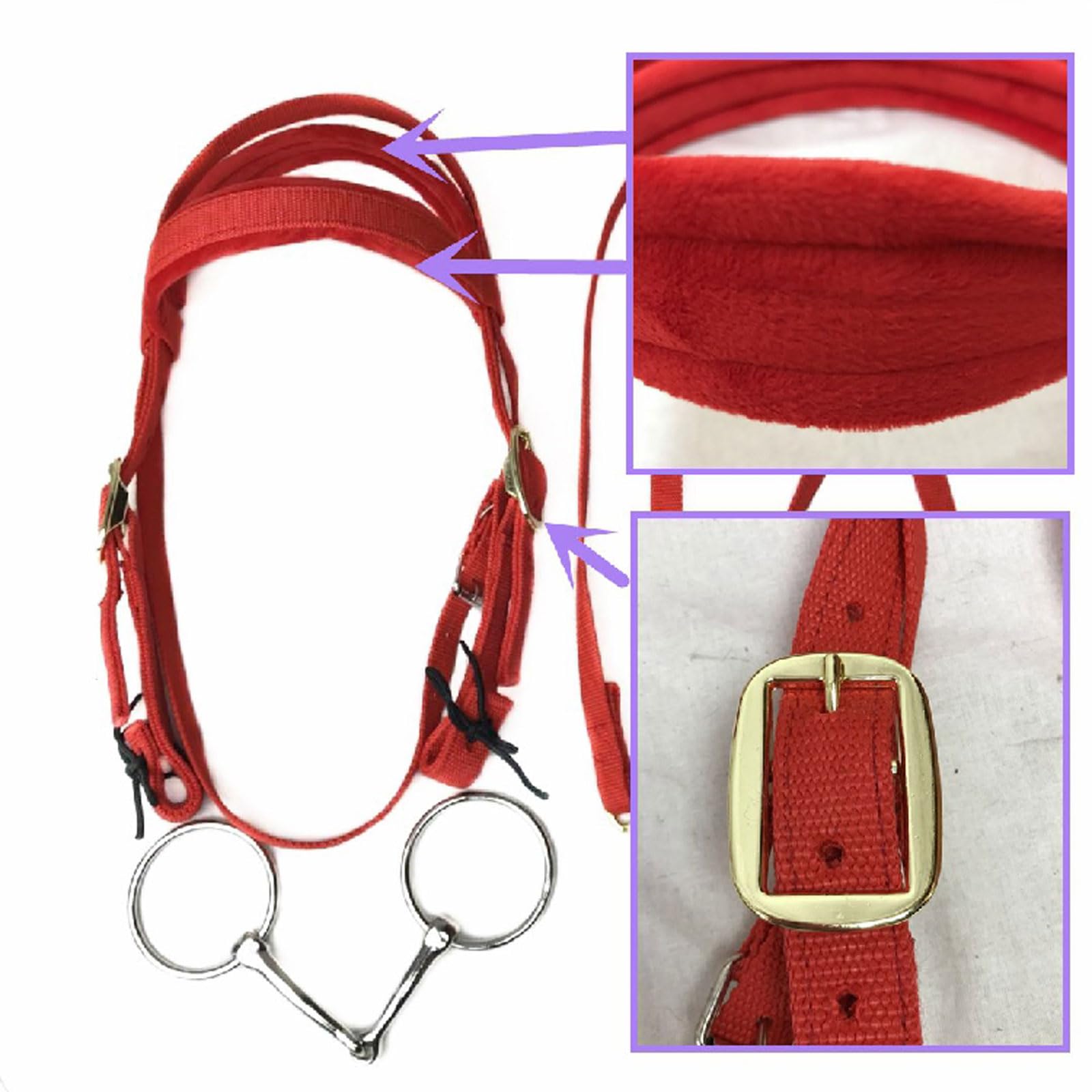Cabestro para Caballos,Horse Halter Brida con riendas,Cabestro Acolchado,Ajustable de Cuerda Resistente,Material Suave y Totalmente Ajustable,para Entrenamiento y Competición