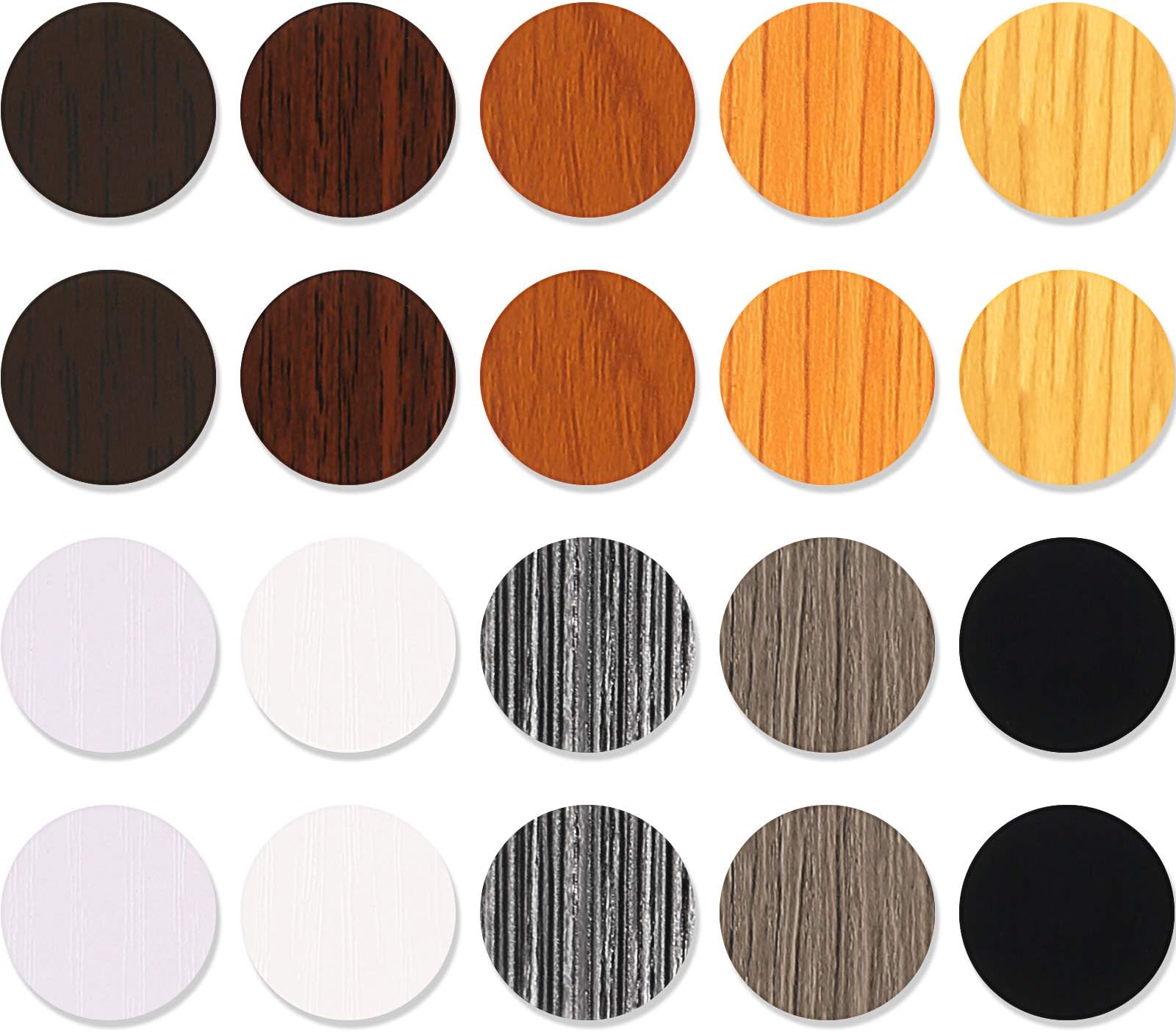 540 Pieces Screw Hole Covers Stickers 10 Sheets PVC Screw Cover Caps Stickers Adhesive Furniture Screw Stickers in 10 Colors Waterproof Wood Textured Hole Stickers for Wall Cabinets Desk Screws