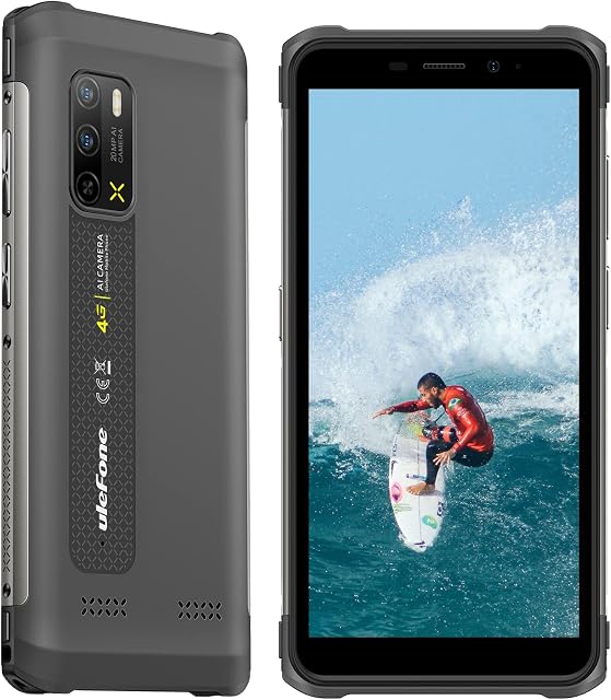 Ulefone 2023 Rugged Smartphone, Armor X10 Pro, 4GB RAM 64GB ROM, Three Card Slots, 4G Dual SIM Mobile Phones Unlocked, 20MP Waterproof Camera, 5.45 inch Screen, NFC, 5180mAh Battery, Android 11, Grey