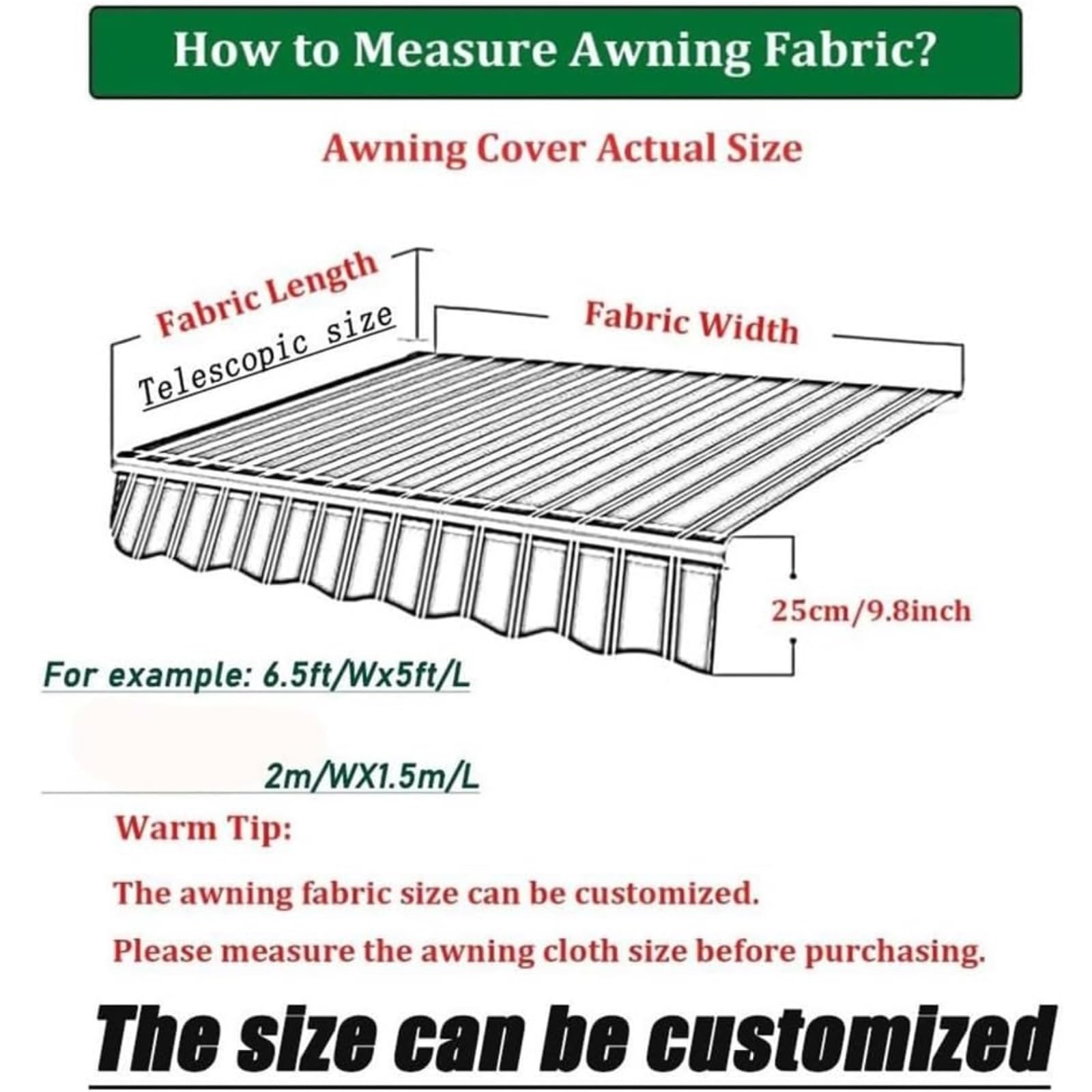 Store banne Auvent de Patio rétractable, Tissu de Remplacement, Protection UV, Couverture de Pare-Soleil en Polyester for l'ombre et Les intempéries auvent(3㎡)