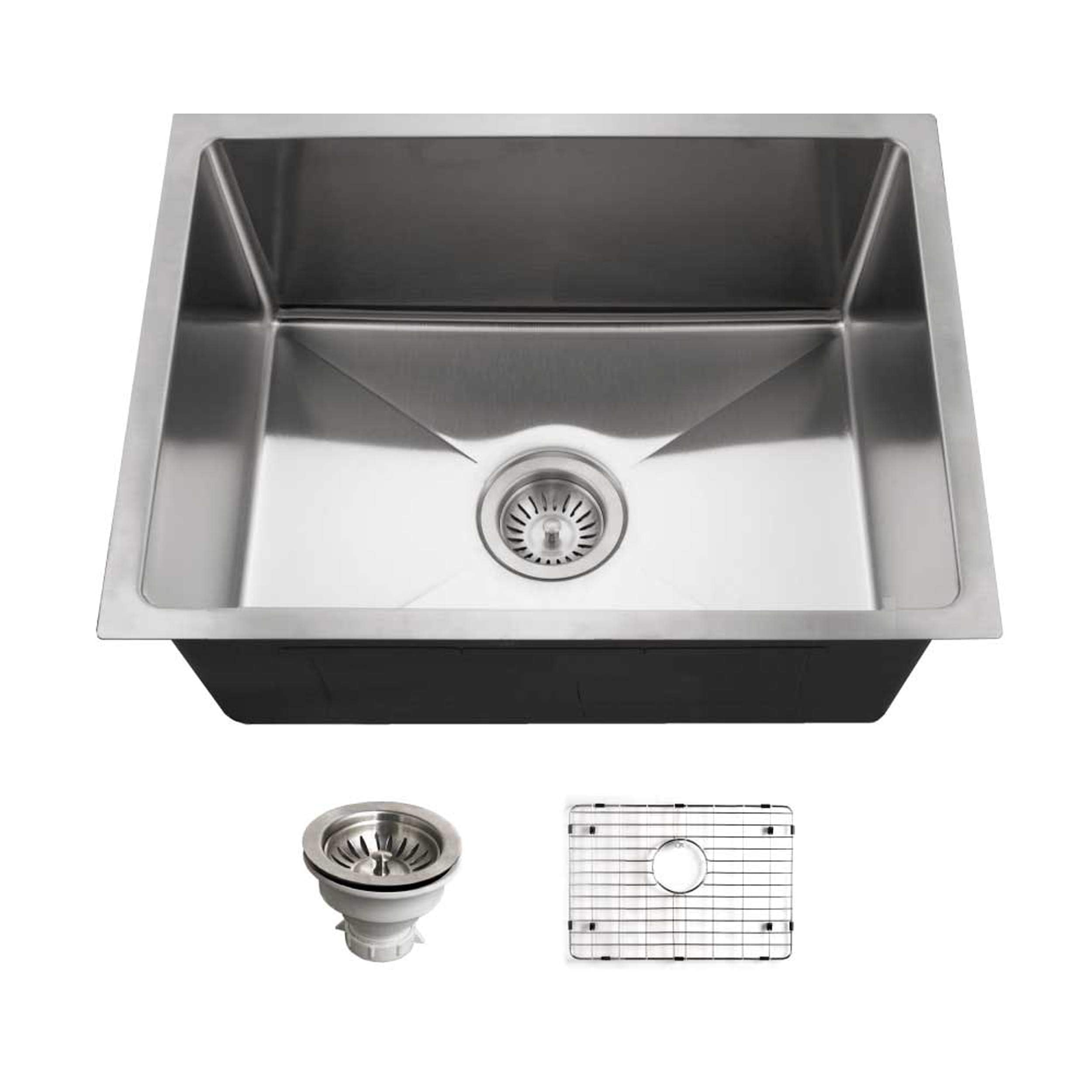 Houzer Nouvelle Stainless Steel Kitchen Sink: 23 Inch Undermount Single Bowl Sink with Strainer & Grid, Durable & Versatile, Essential for Home &