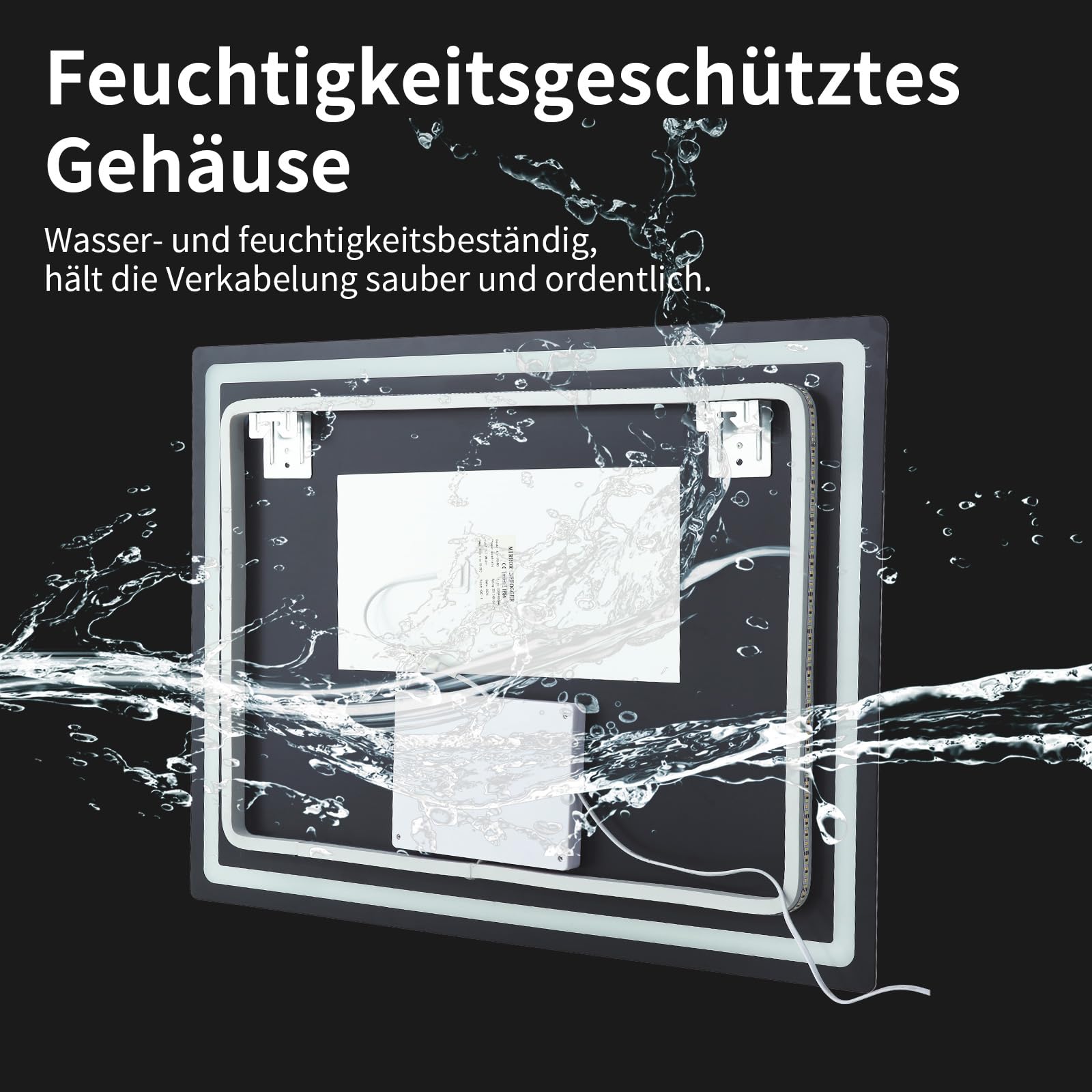 Treeboy Badspiegel mit Beleuchtung 70x50cm - LED Badezimmerspiegel mit Uhr, Temperatur & Feuchtigkeitsanzeige - Gehärteter mit Beschlagfrei, Touch-Schalter, 3 Lichtfarben Dimmbar, IP44 Wandspiegel