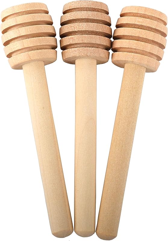 3Pcs Wooden Honey Dipper Sticks Mini Honeycomb Sticks 3 Inch | Honey Spoon for Honey Jar Dispense Mixing Stirrer and Wedding Party Present