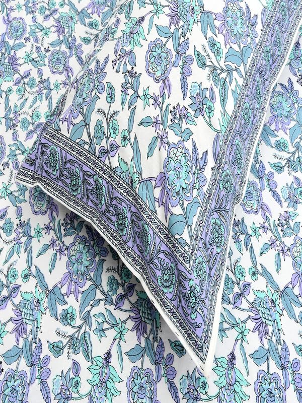 Image of Jaipur Fabric Elegant Floral Cotton Bedsheet with 2 Pillow Covers Bed Sheet Set
