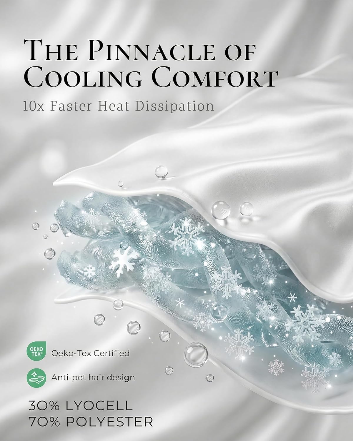 Cooling Comforter, Cold Tech Fabric Cooling Blankets for Hot Sleepers and Night Sweats, Q-Max>0.45 Soft Breathable Reversible Lightweight Silky Smooth Summer Comforter,White, 90"x90"