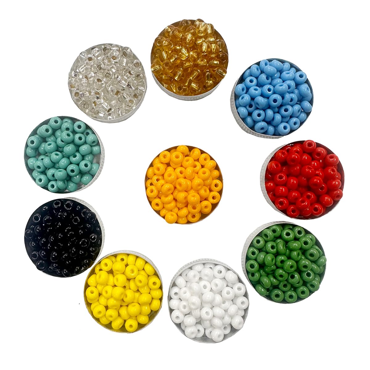 EmbroideryMaterial 5MM (4/0) Multicolors Combo Round Preciosa Glass Seed Beads for Craft, Jewellery Making, Embroidery, Bracelet Making, Toran, Bag Decoration (100 Gram, 10 gm Each Color, Multicolor)-image-41
