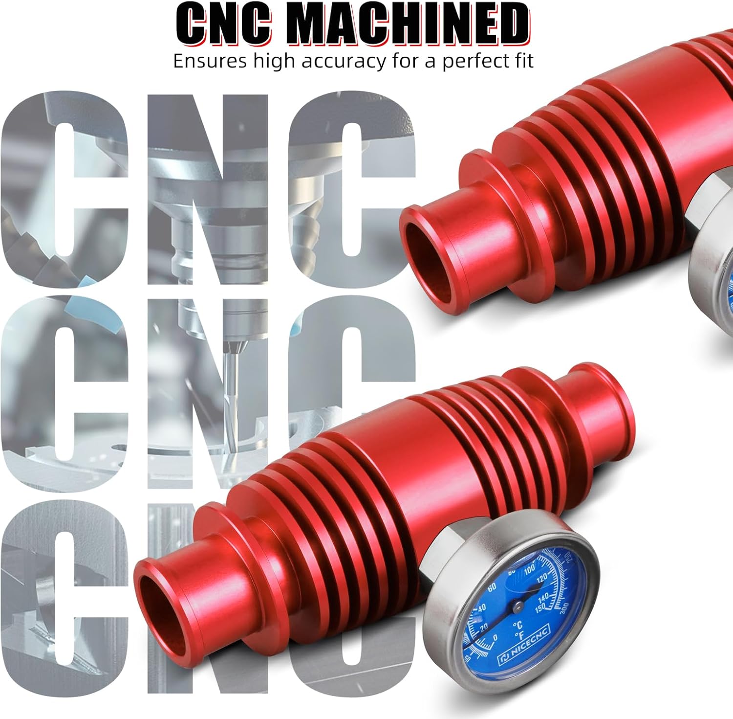 NICECNC Cooling Tool with Thermometer Compatible with Yamaha Raptor Rhino Grizzly 660 700, Blaster 200 YFS200, Compatible with Kawasaki Teryx/Brute Force 750, See Fitments Red