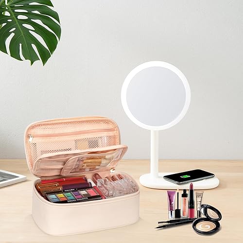 Miniatura 8 de OCHEAL Pequeña bolsa de maquillaje, bolsa de maquillaje portátil y bonita para viajes para mujeres y niñas con compartimento organizador de brochas
