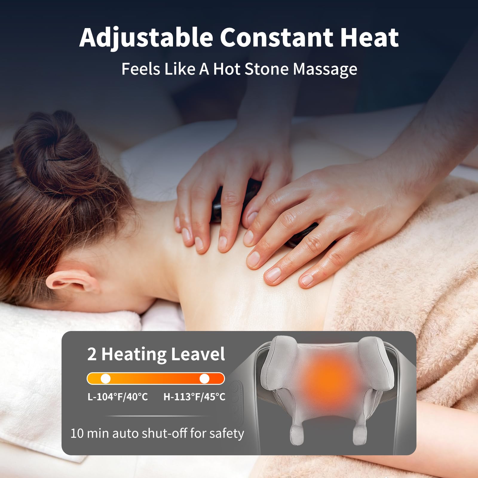 Massaggiatore cervicale senza fili con calore, tessuto profondo Shiatsu impastante 6D per il rilassamento muscolare del corpo, massaggiatore ricaricabile per collo e spalle per schiena, gambe, vita