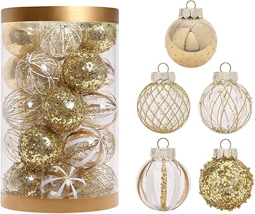 Wnvivi Bolas de Navidad multicolor para árbol de Navidad, juego de mini bolas colgantes para decoración de fiestas de boda (dorado)