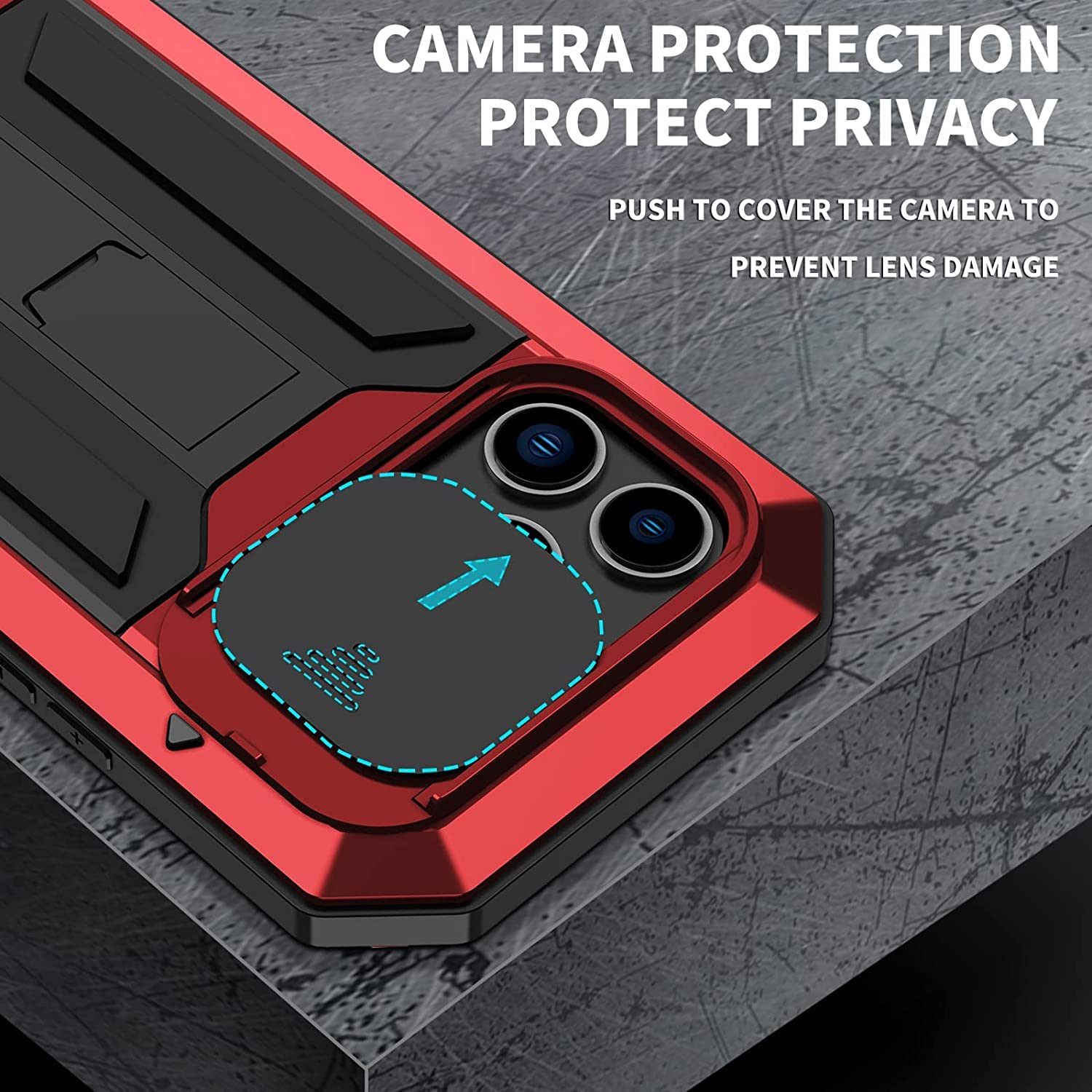 Custodia Per IPhone 14 Con Protezione Fotocamera Scorrevole E Cavalletto Integrato - Antiurto In TPU E PC, Supporto Verticale/Orizzontale - 2