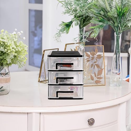 Miniatura 8 de Gatuida Cajones de almacenamiento de plástico, cajón de escritorio transparente, caja de almacenamiento, caja de almacenamiento multicapa para