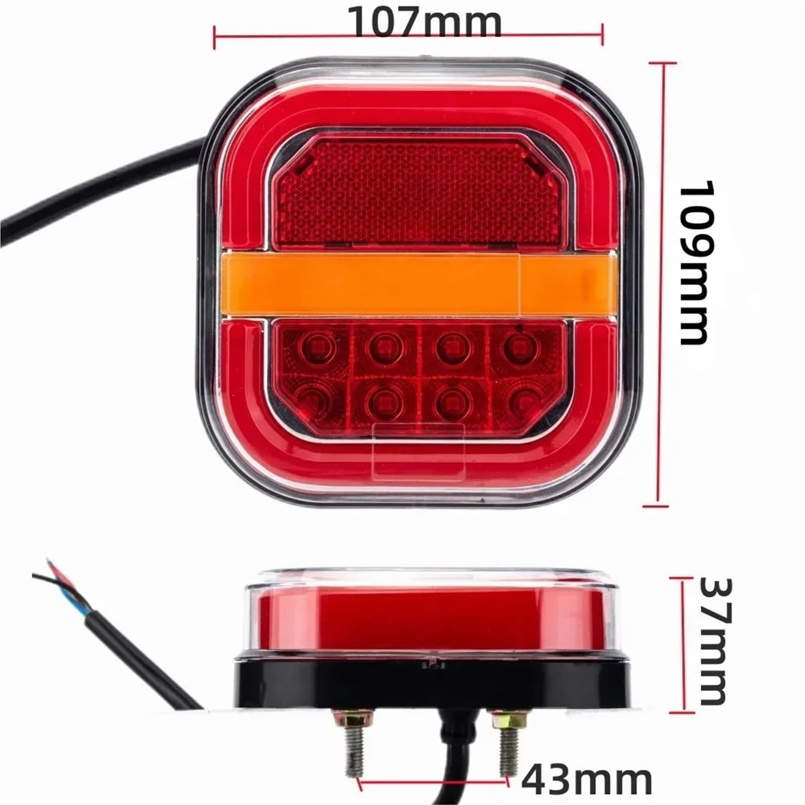 Luz Trasera 2 Luces LED Traseras 4 Pulgadas 12V 24V Para Matrícula Intermitentes Freno Parada Marcha Atrás Para Camión Remolque Furgoneta.
