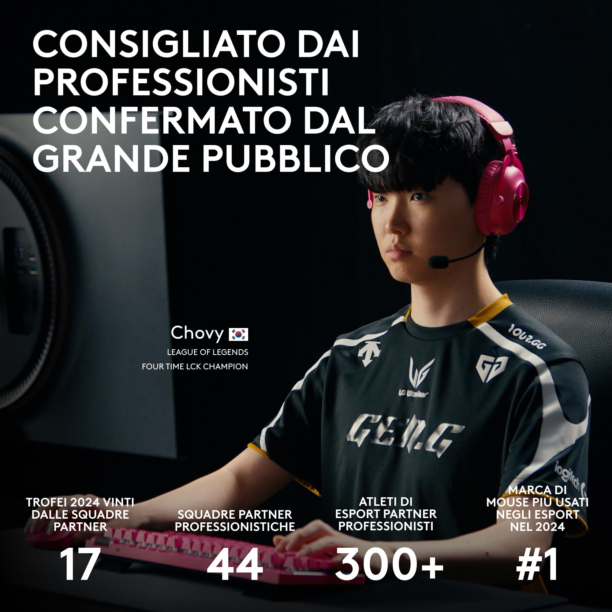 Logitech G PRO X SUPERLIGHT 2 LIGHTSPEED mouse gaming wireless, Versione Est Europa, aggiornamento 8K, leggero, 60g, HERO 2, 888 IPS, 44K DPI, 5 pulsanti programmabili, USB-C, PC e Mac - Rosa