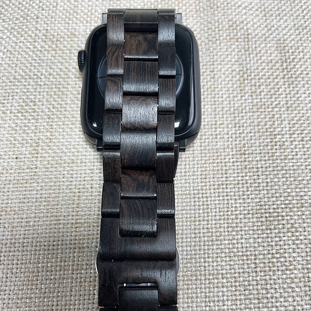 Correa de reloj de madera para Apple Watch 42 mm/44 mm, 100% ecológica, de madera natural, para Apple Watch SE, Apple Watch Series 6/5/4/3/2/1 (Negro), 42 mm/44 mm