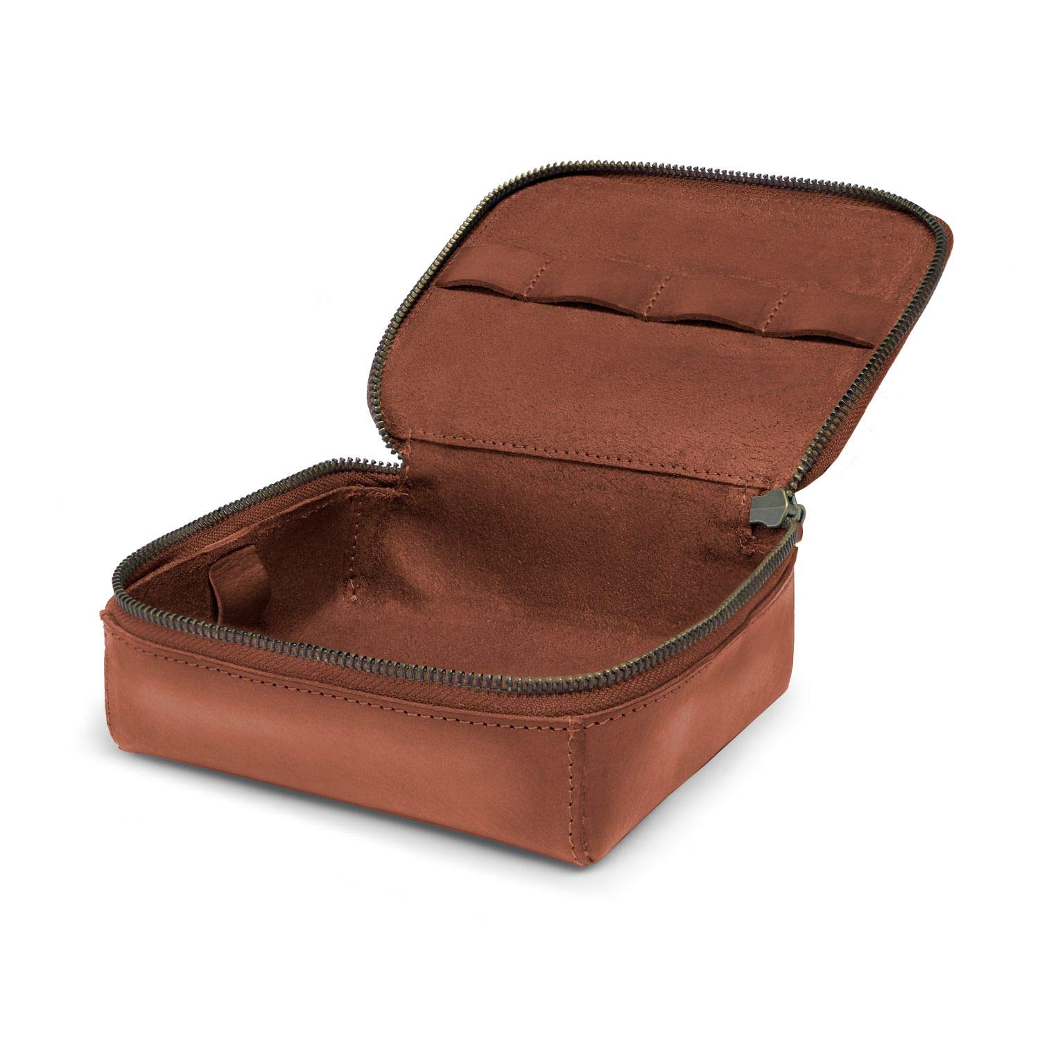 DRAKENSBERG Tech Kit S - Organizzatore di cavi e custodia da viaggio per cuffie e cavo di ricarica del telefono cellulare, realizzata a mano in qualità premium, 1L, vera pelle, marrone, DR00081