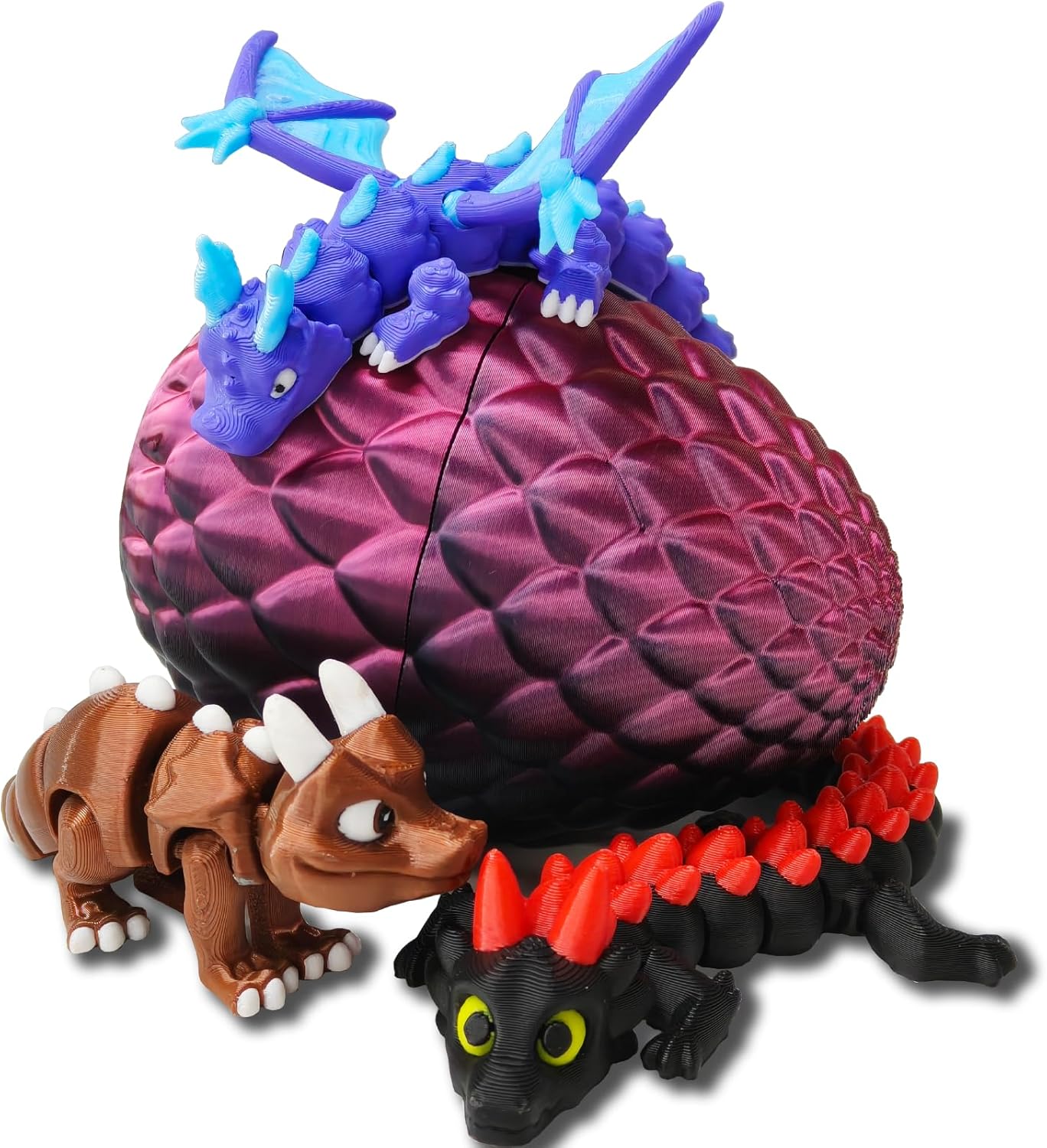 TBOLINE 3D Printed Dragon Egg with Dinosaur Inside,Dino Easter Eggs Filled Dinosaur,Articulated Dragon Fidget Toy,Dragon in Surprise Egg,3D Printed Animals Toys,for Boys Kids