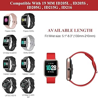 Flenco Bracelet De Rechange Pour Ontre Connectée ID205 / ID205L