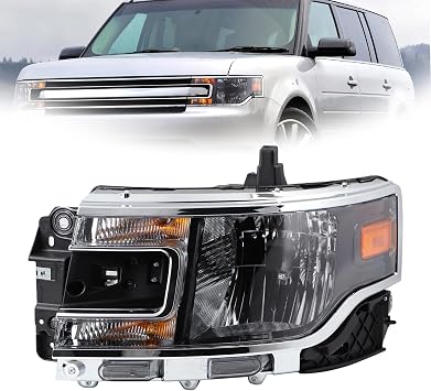LH Halogen Factory Style Headlight Assembly Compatible with 2013-2019 Ford Flex Headlamp Left Driver Side DA8Z13008C FO2502312