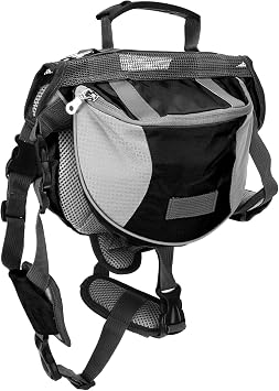 Dog Backpack, Dog Saddle Bag for Dogs to Wear Saddlebag Adjustable Hound Travel Dog Backpack with Side Pockets Service Dog Supply Backpack Saddle Bag for Camping Hiking Training