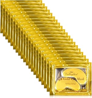 24k Gold Eye Mask,20 PC Gel Pads Collagen Eye Mask Under Eye Patches, Anti-Aging Hyaluronic Acid Eye Masks for Puffiness and Bags, Reducing Dark Circles,Wrinkles,Gold, Bulk Gifts for Women Men