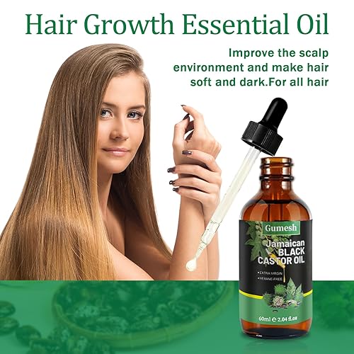 Miniatura 3 de Gumesh Paquete de 2 aceite de ricino negro jamaicano, aceite de ricino orgánico para el crecimiento del cabello, aceite de ricino 100% puro orgánico