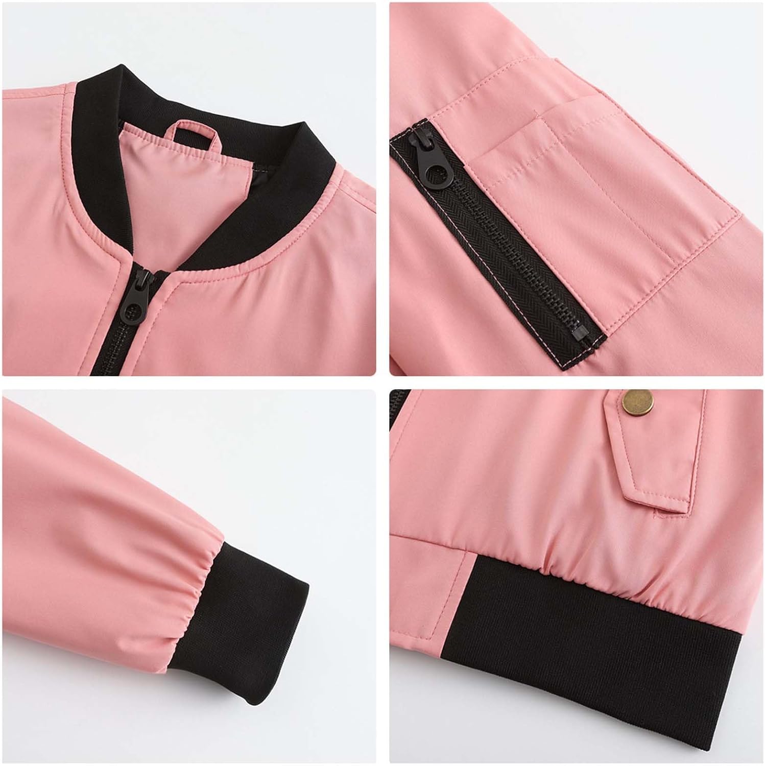 MLAFE Women's Lightweight Bomber Jacket - Y2K Varsity Baseball Jacket, Zip-Up Stand Collar Long Sleeve Casual Outerwear - Image 5