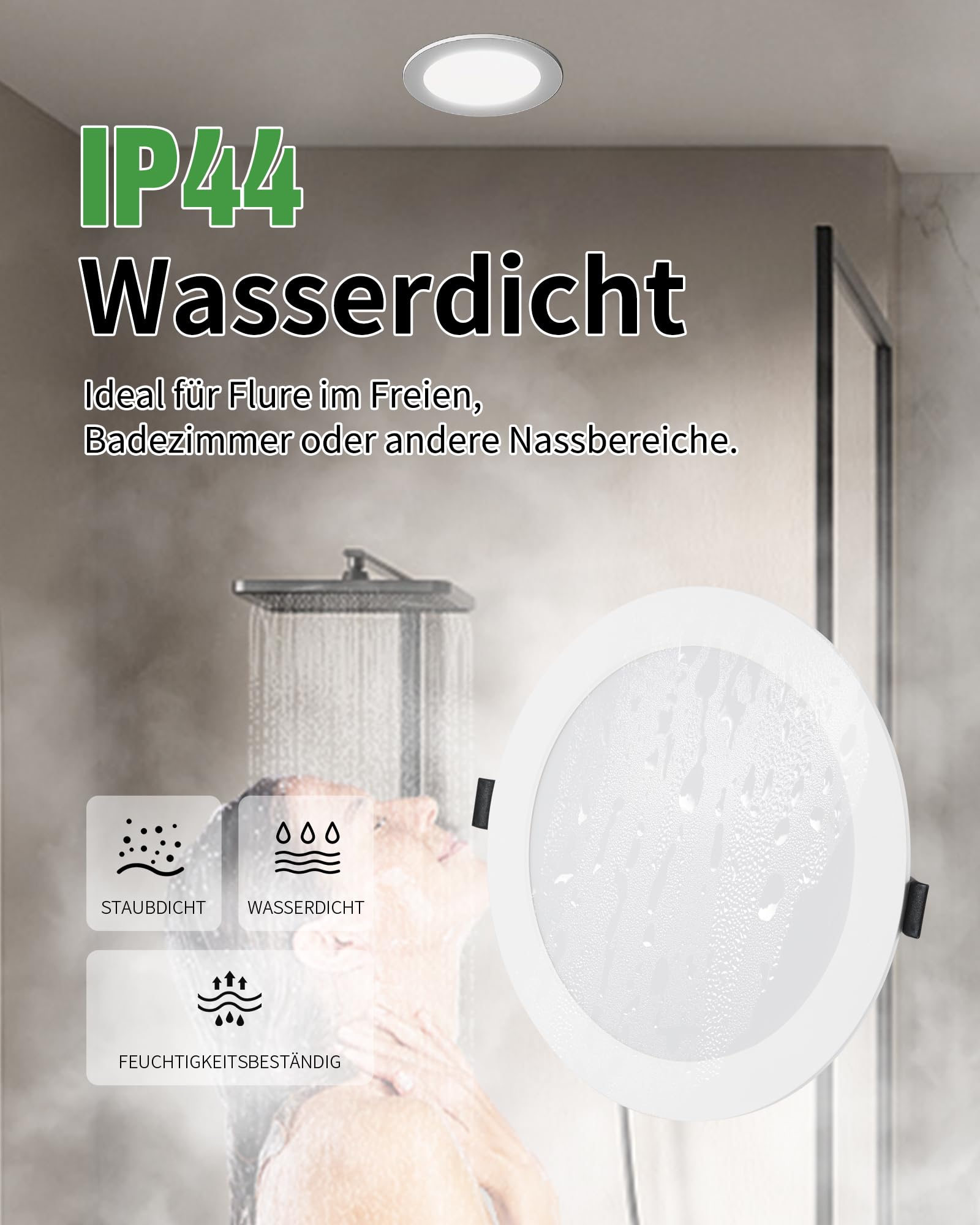 6 Stück LED Deckenleuchte Dimmbar 24W 3CCT 2200lm Ausschnitt Ø185-210mm | Grebeam IP44 LED Einbaustrahler 190mm Ultra Slim Einbautiefe 30mm Warmweiß/Neutralweiß/Kaltweiß für große Räume und Büro