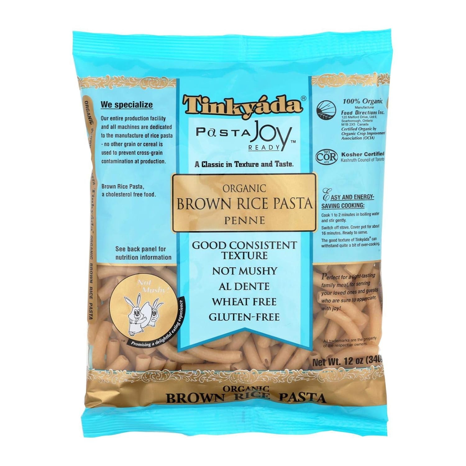 Tinkyada Organic Brown Rice Penne, 12-Ounce Packages (Pack of 12)