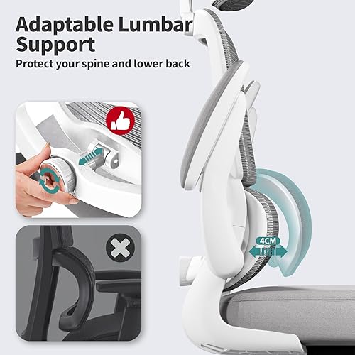 Miniatura 4 de TRALT Silla de oficina ergonómica, silla de escritorio ergonómica de 330 libras, sillas de escritorio de oficina de malla para el hogar con ruedas,