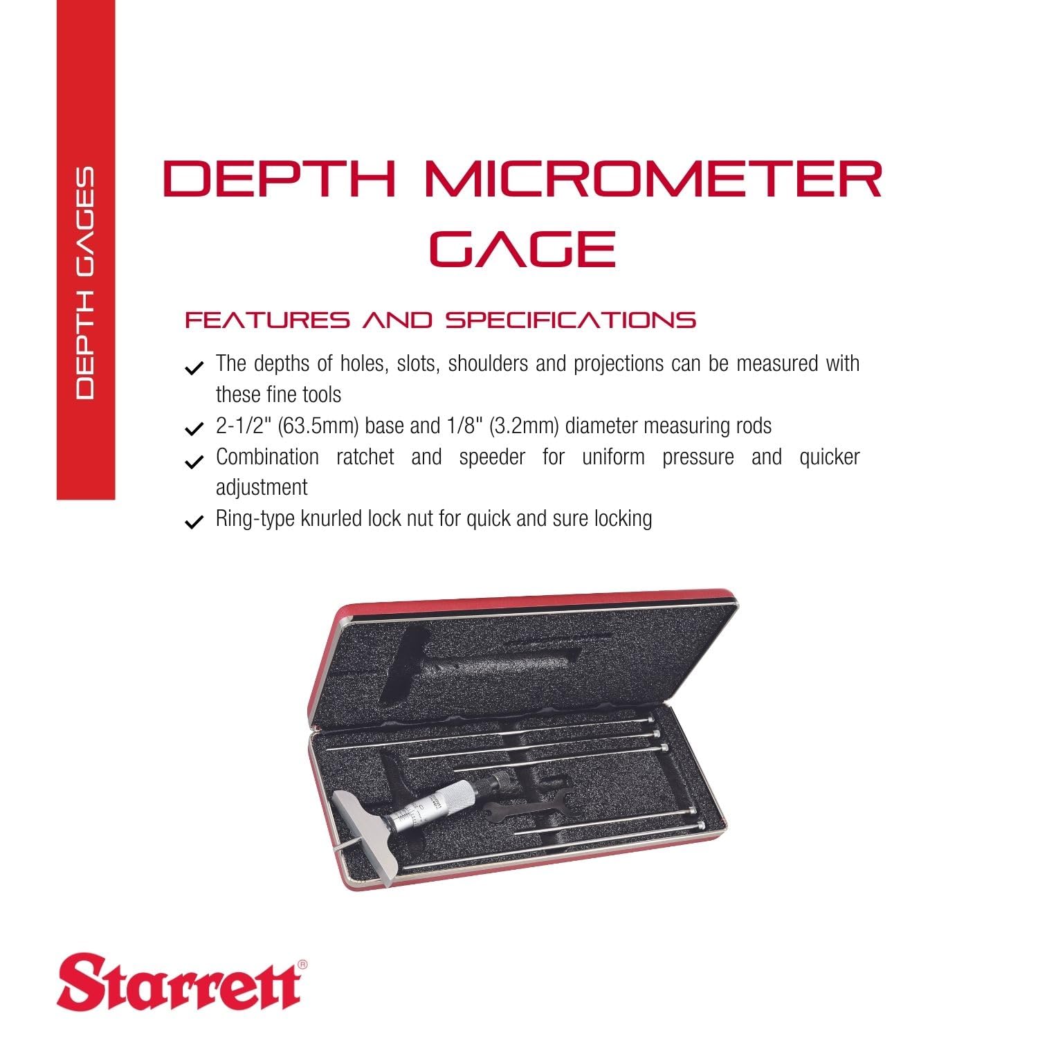 Starrett Imperial Vernier - Medidor de profundidad micrómetro