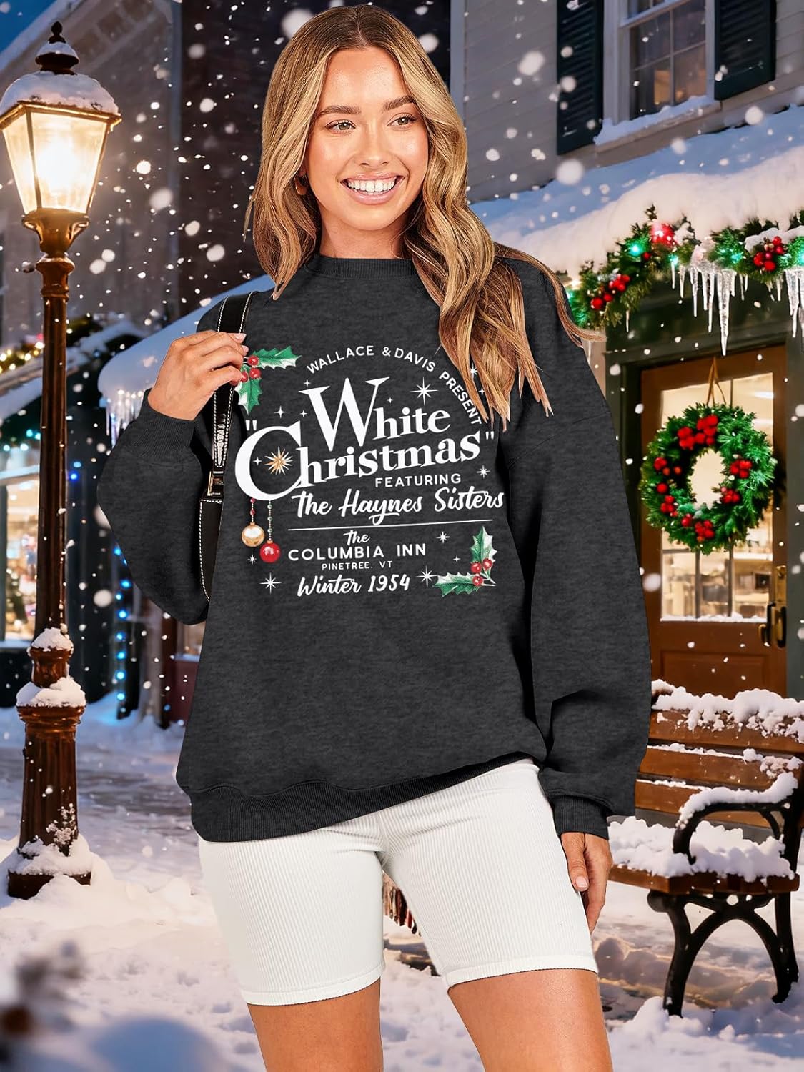 MAXIMGR White Christmas Sweatshirt for Women Christmas Sweatshirts Xmas Holiday Sweatshirt Funny Letter Print Pullover Tops - Image 4