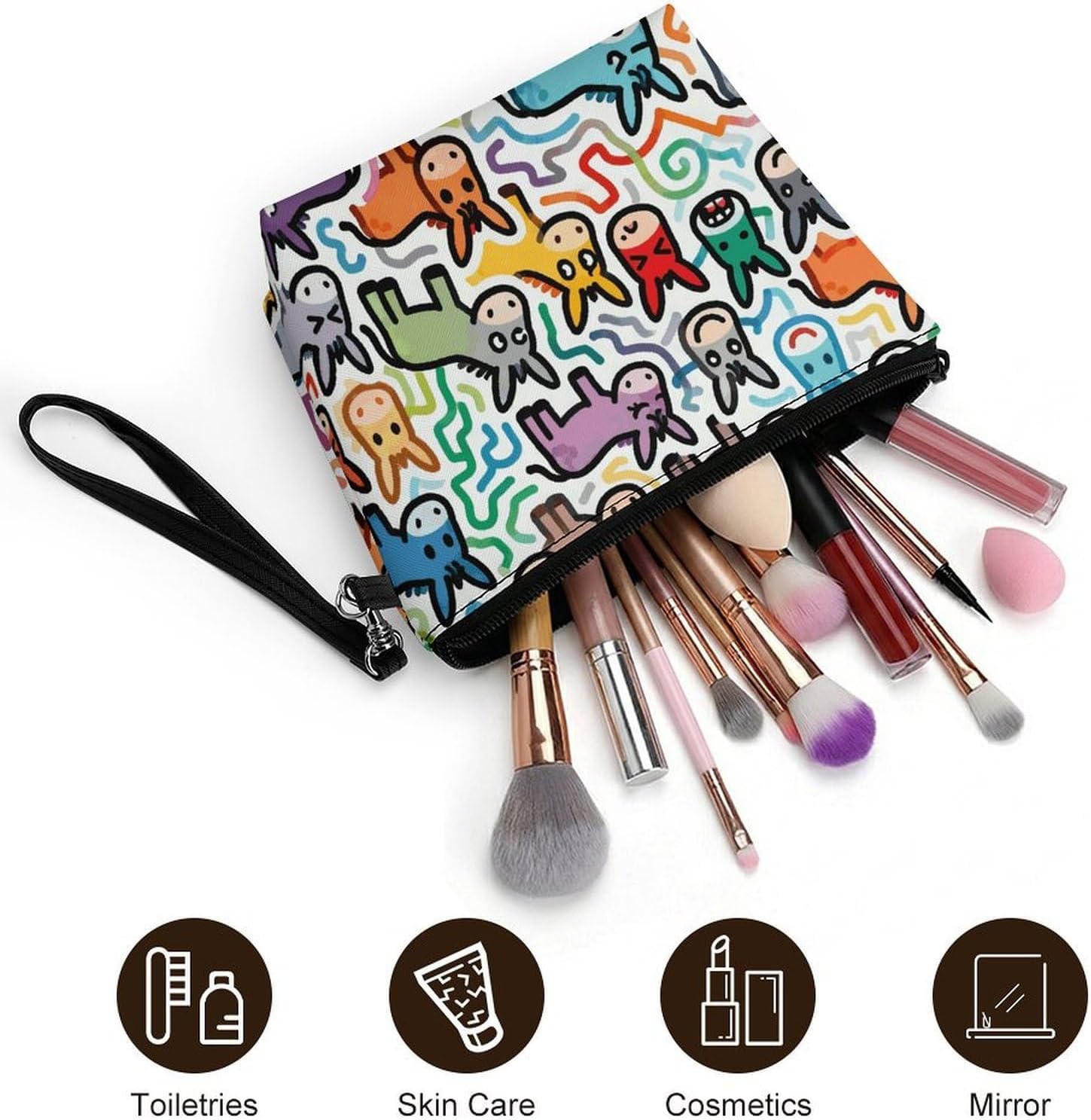 Little Donkey Graffiti Travel Makeup Bag Large Capacity Toiletry Bag image 5