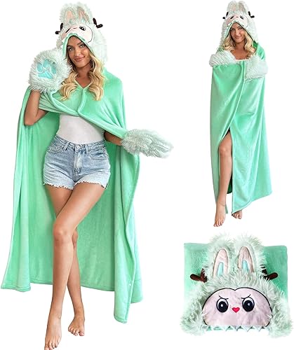 Wearable Hoodie Blanket for Adults, Mothers Day Gifts-Fluffy, Flannel Hooded Bla