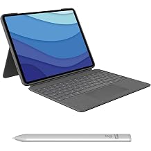 Logitech Combo Touch iPad Pro 11-inch 1st, 2nd, 3rd & 4th gen - 2018, 2020, 2021, 2022 Keyboard Case Crayon USB-C Digital Pencil 2018 releases and later - QWERTZ-Layout - Grau
