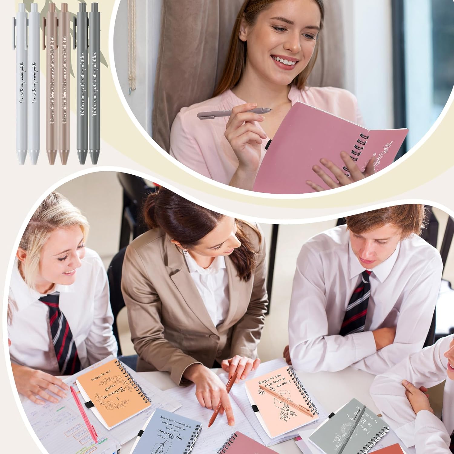 Resurhang 48 Pcs Inspirational Gifts Set Positive Affirmation Notebook with Ballpoint Pen Mental Health Motivational Memo Pad for Women Teacher Nurse Coworker Stress Relief Self Care Gift