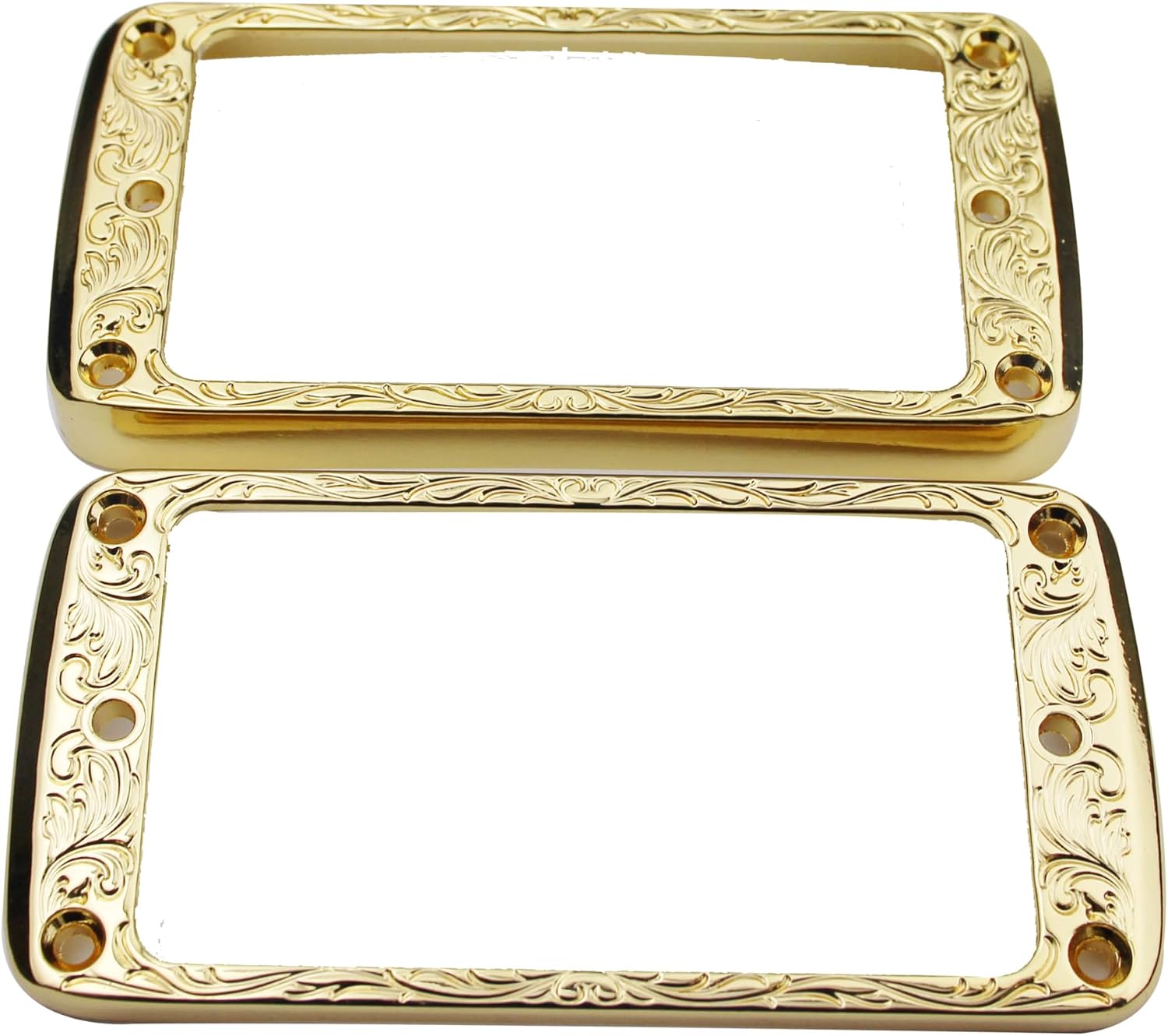 Guyker Curved Bottom Metal Humbucker Pickup Mounting Ring Set - Bridge and Neck Pickups Cover Frame Replacement Compatible with Les Paul LP Style Electric Guitar or Precision Bass(2PCS, Chrome)